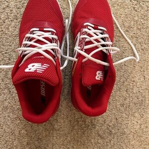 New Balance Red and White Baseball Turf Shoes, size 11